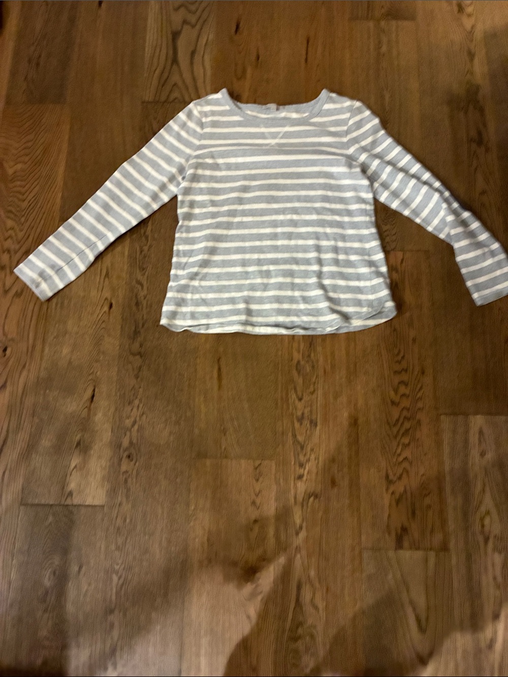GAP Girls' Long-Sleeve Striped Tee - Light Gray & White
